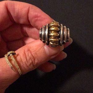 LAGOS Caviar RING ONLY 924 Sterling Silver & 18k Yellow Gold Ring. Size 4